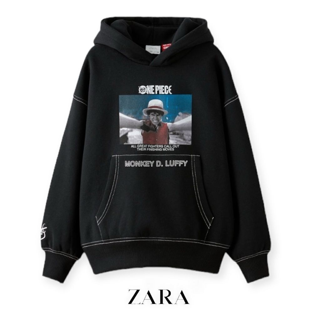 ZARA Kids Black One Piece Hoodie Sweatshirt NWT Size 8 - Picture 2 of 8